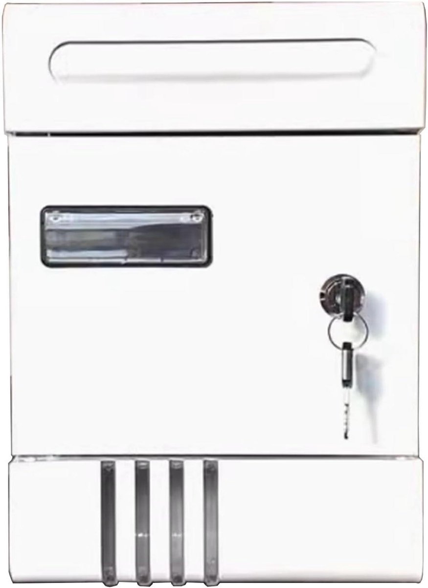 Wandbrievenbus - Postbus buiten - Post ontvangen - Inclusief 2 sleutels - 20 x 6.5 x 29 cm - Wit