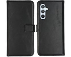 Selencia Hoesje - Geschikt voor Samsung Galaxy A54 (5G) - Echt Lederen Bookcase - Zwart