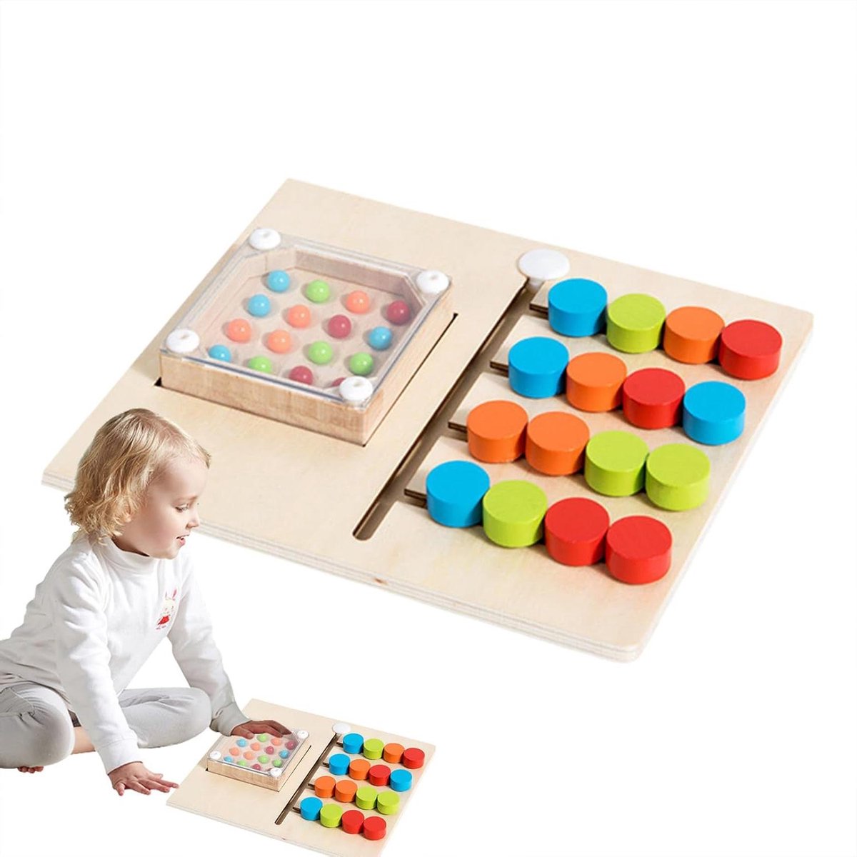 Houten Glijdende Puzzels - Kleuren Sorteren - Cognitieve Groei - Gladde Randen - Compact Formaat - Multicolor