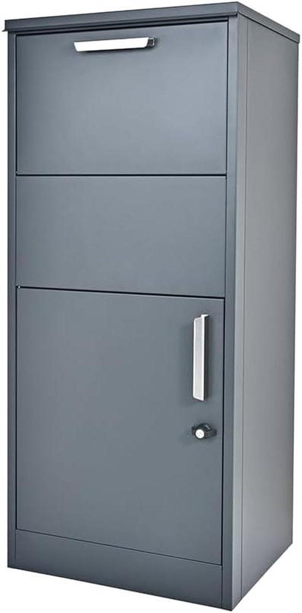 Pakketbrievenbus - Brievenbus met pakketbox - Post veilig ontvangen - Gepoedercoat staal - 50 x 39 x 114 cm - Antraciet
