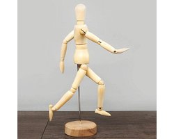 ERYUE Artistieke Houten Tekenpop voor Schetsen en Schilderen Flexibele Mannequin van 13 Cm met Basis voor Kunstenaars en Professionals (Ongeveer 13 cm)