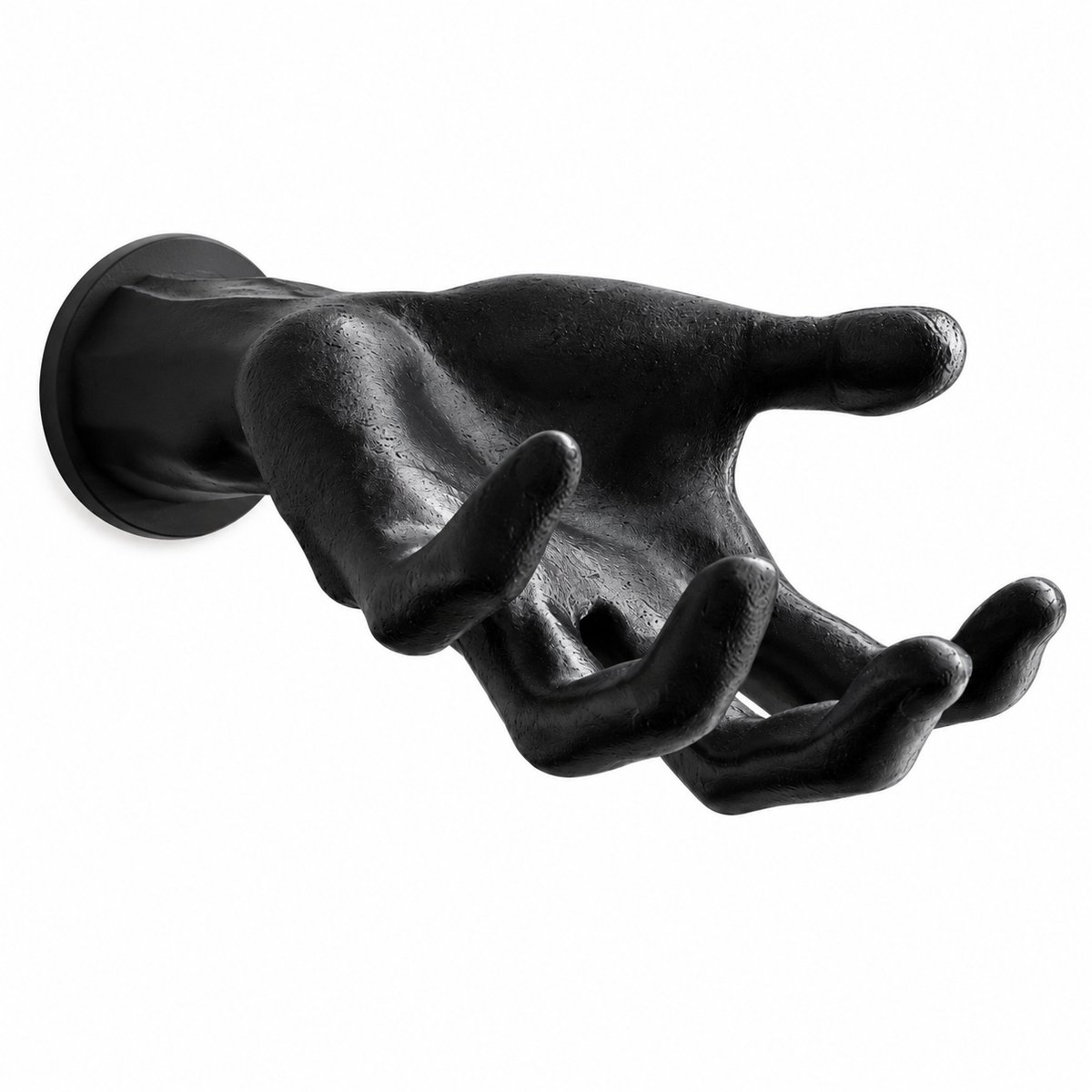 Decoratieve Hand Wandhaak Voor Aan De Muur - Moderne Kapstokhaak Voor Jas En Tas - Unieke Wanddecoratie Voor Hal Woonkamer Slaapkamer En Kantoor - 10 X 15 CM - Zwart