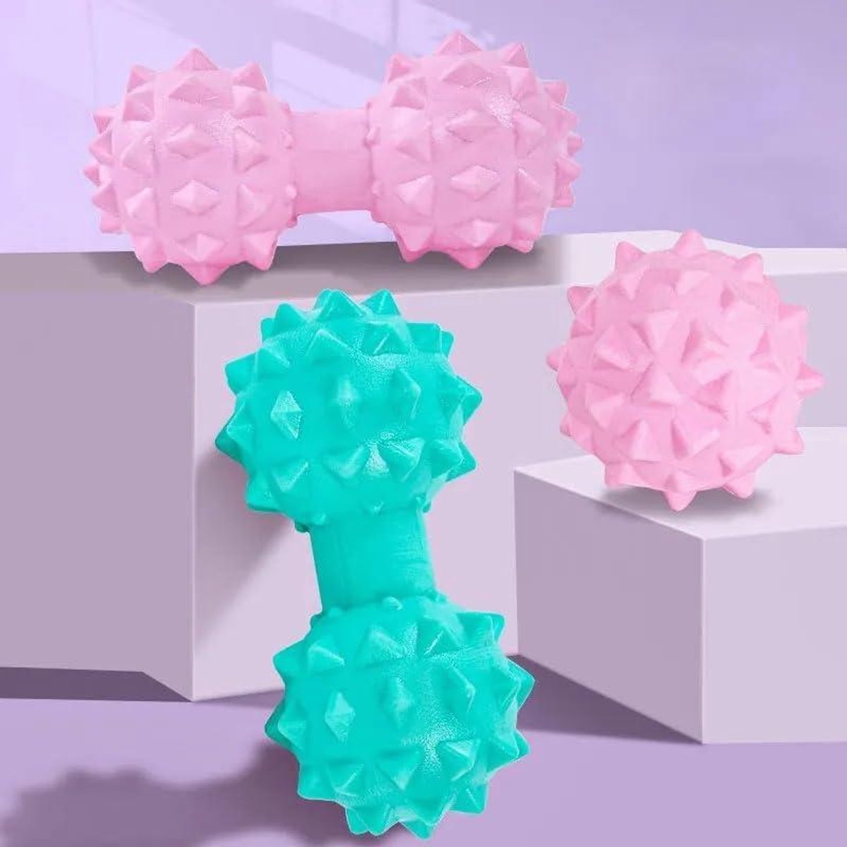 Massagebal - Voetroller - Spierontspanning - Triggerpoint Bal - 14.4 cm - Roze turquoise