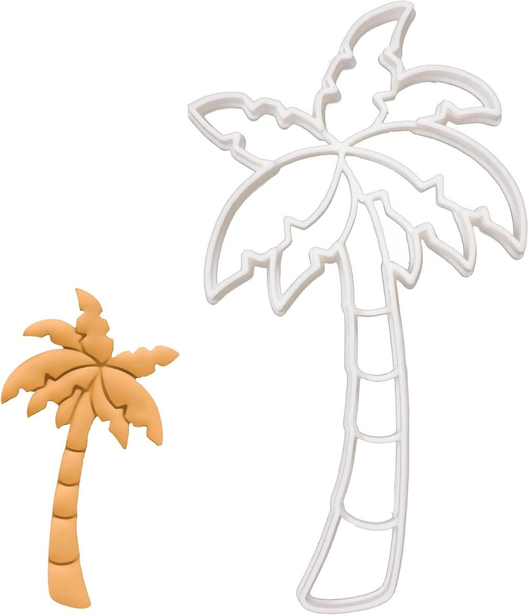 Palmvorm Koekjesvorm - Tropische Vorm - Bakken en Knutselen - 3D Geprint Vaatwasserbestendig - 11.5 x 6.5 cm - Wit