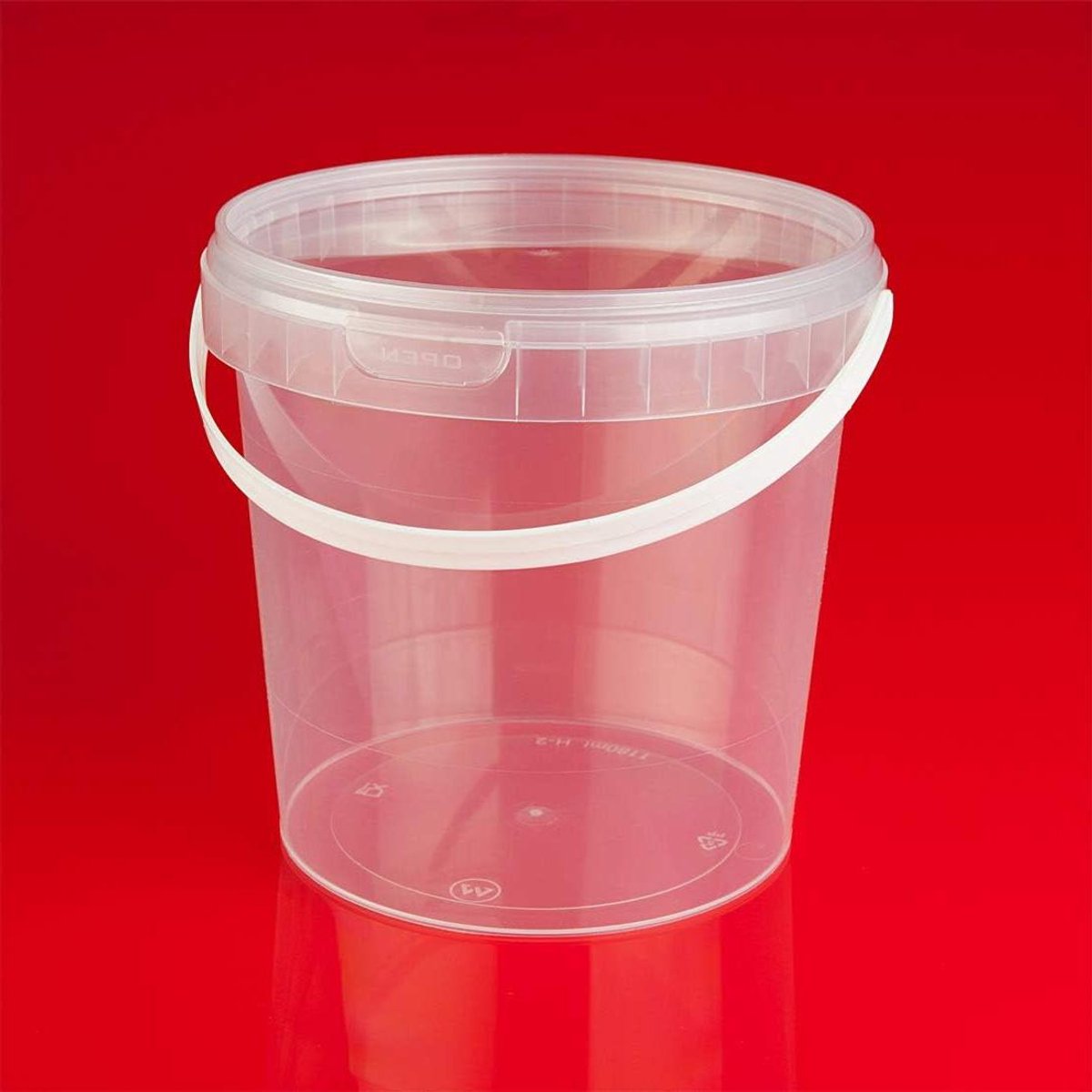 48 x 1 L Bucket with Lid Transparent Plastic Food Safe Plastic Bucket