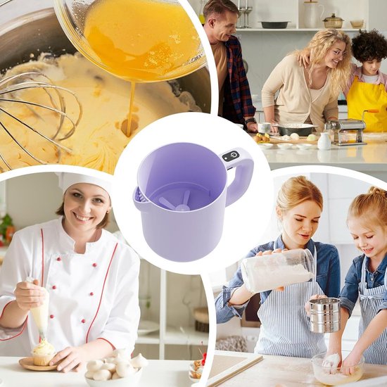 Elektrische Eierklopper - Keukenmixer Roomklopper - Beslag Maken - Zelfreinigend Systeem - 1 Liter Capaciteit - Paars van Merkloos — afbeelding 5