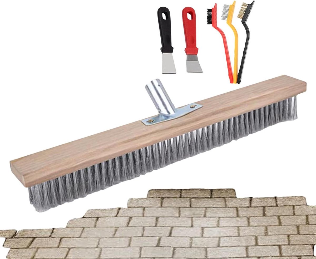 Duwbezem voor buiten - Terrasbezem zwaar - Buitenruimte reinigen - Robuuste metalen houder - 50 cm - Niet gespecificeerd