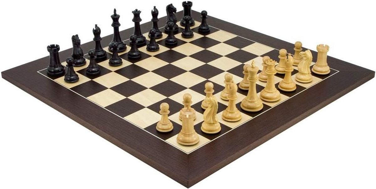 Schaakspel Houten Bord - Strategie Spel - Thuis Spelen - Verzwaarde Figuren - 57 cm - Bruin Zwart