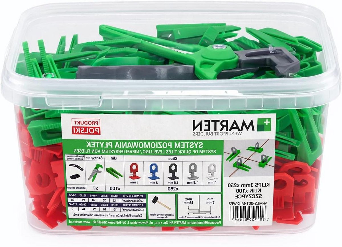 Tegel Leveling Systeem - Tegelafstandhouders Wiggen - Perfecte Tegels Leggen - Herbruikbare Wiggen - 250 Clips 100 Wiggen - Niet gespecificeerd