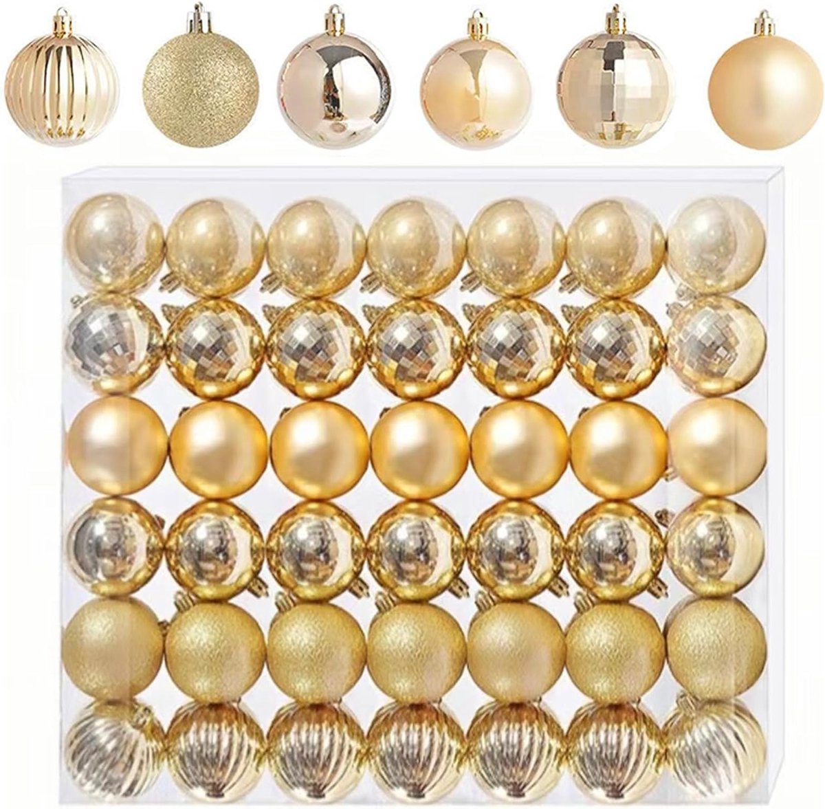 Kerstballen Set van 42 Stuks - Mini Decoratie in 3 cm met Gouden Glitter voor Kerstboom en Feestelijke Versiering
