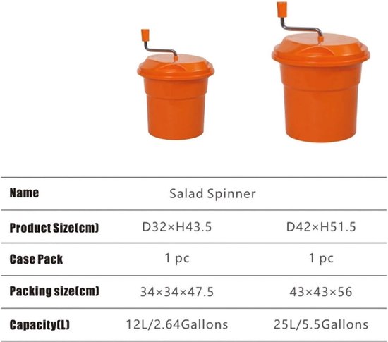 Salade Spinner - Sla Droger - Keuken Gebruik - Grote Capaciteit - 5 Gallon - Wit van Merkloos — afbeelding 4
