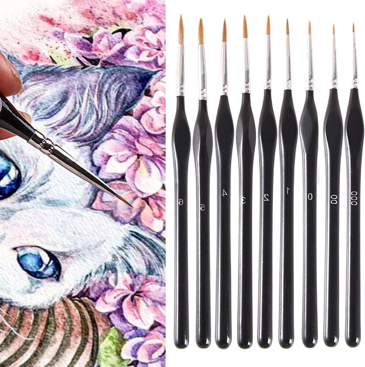 Professionele 9-delige penseelset voor modelbouw en miniaturen, ideaal voor acrylverf, aquarel en olieverf schilderijen