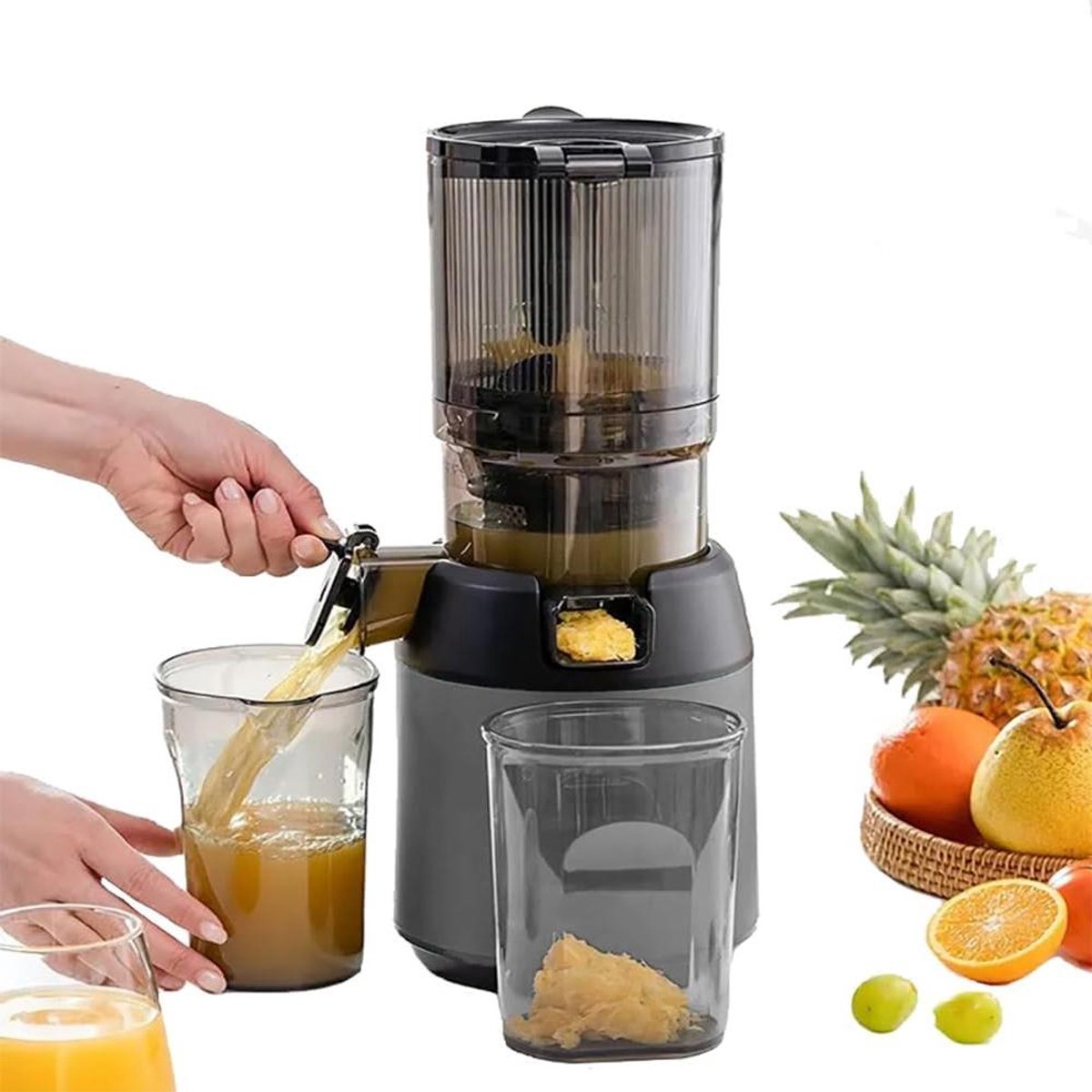 Slow Juicer - Koude pers sapcentrifuge - Gezond sap maken - Grote voergoot - 13 cm - Zwart