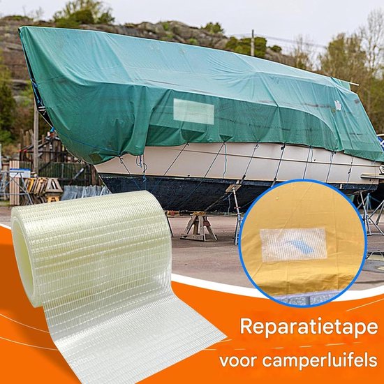 Luifel reparatietape - Zeil reparatie - Buiten repareren - Weerbestendig - 10cm x 20m - Transparant — afbeelding 5