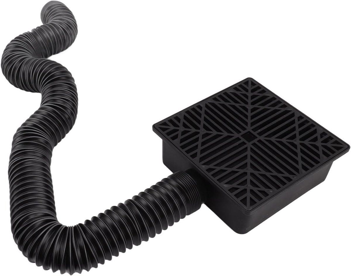 Regenpijp Verlengset - Afvoerbak Extender - Wateroverlast Voorkomen - Dubbele Afvoergaten - 24 x 24 x 10 cm - Zwart
