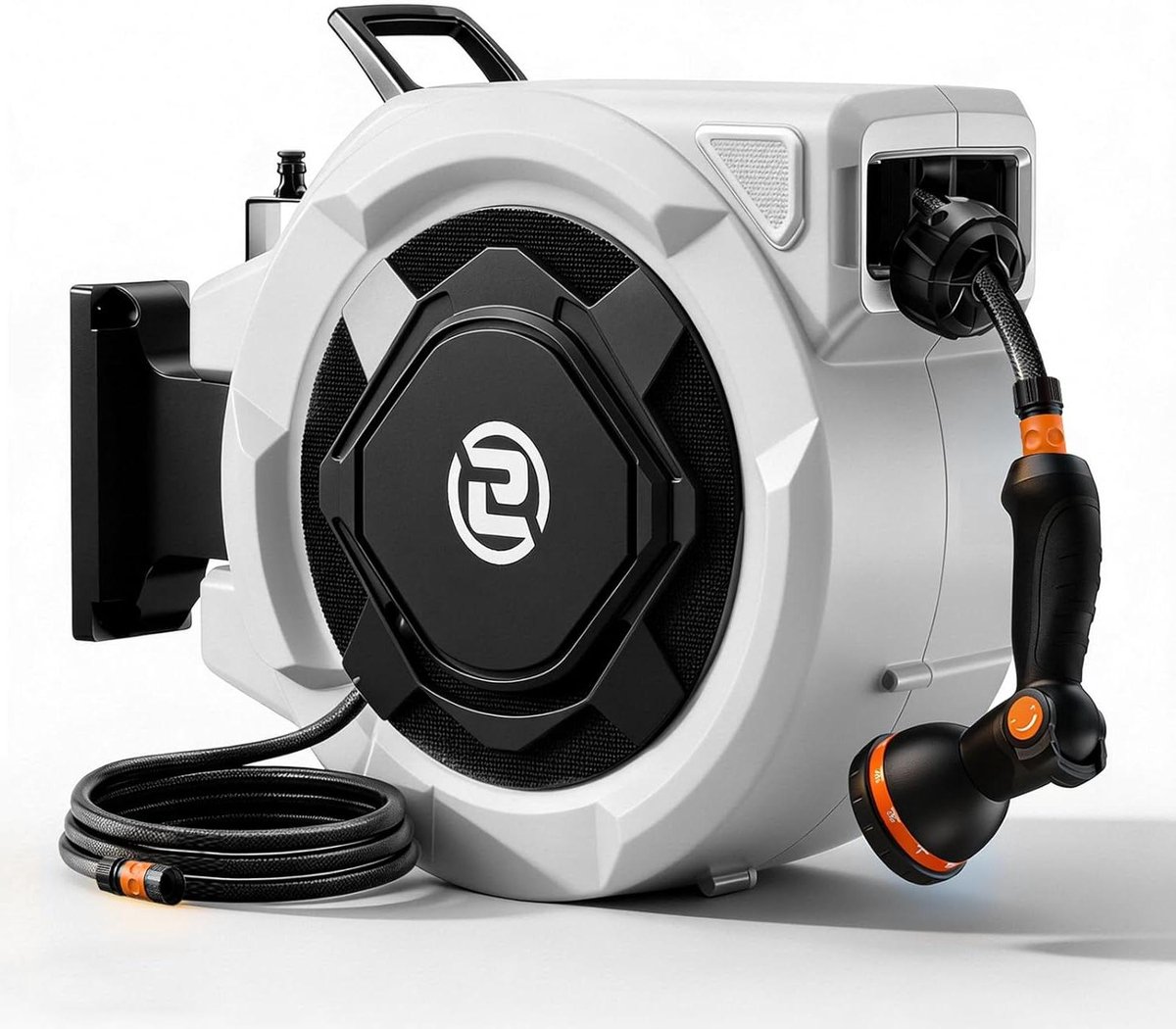 Slanghaspel 30m - Tuinslang oproller - Gazon en tuin - Automatisch langzaam oprollen - 13 mm - Zilver