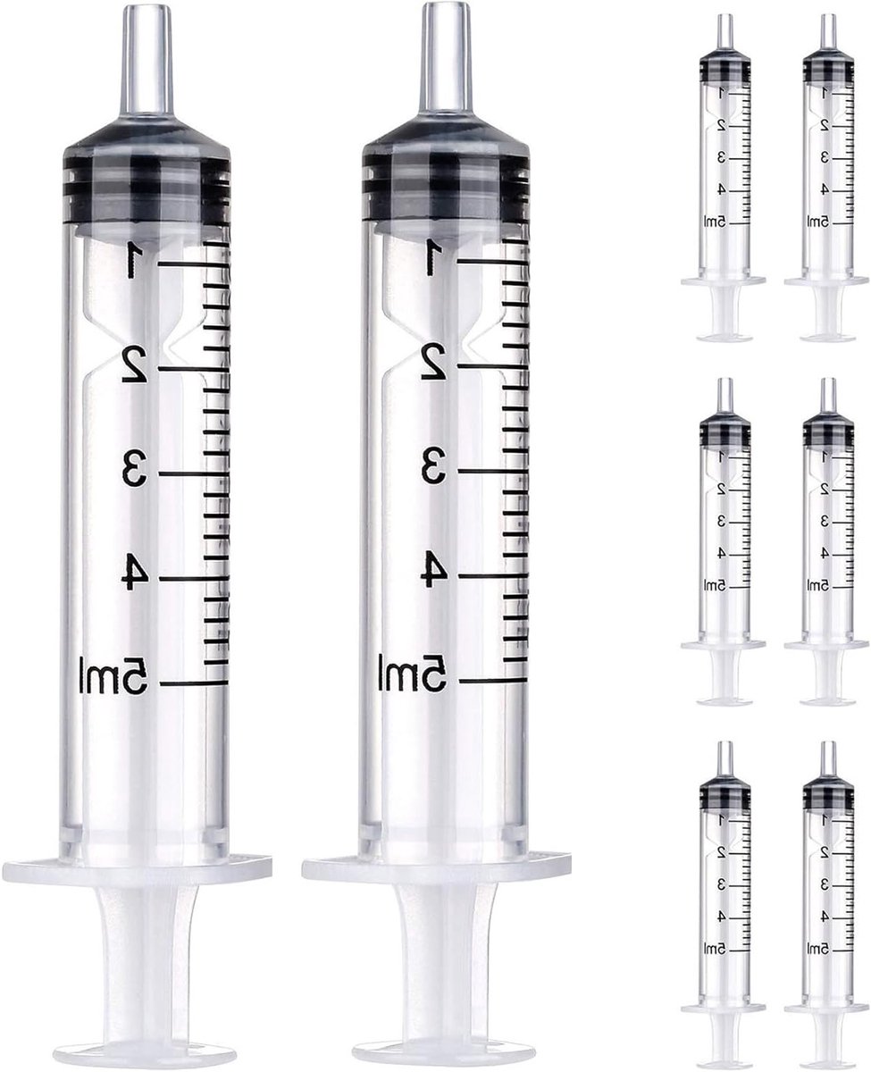 5 ml Plastic Spuit - Set van 8 Herbruikbare Spuiten voor Laboratorium, Plant Irrigatie en Motorolie Gebruik