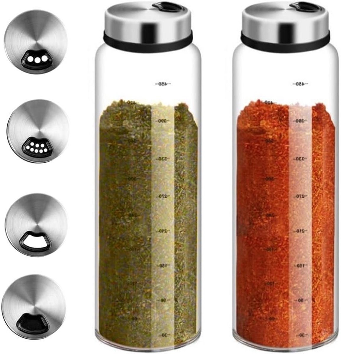 Kruidenpotten 500 ml met Draaideksels - Set van 2 voor Koken en Grillen