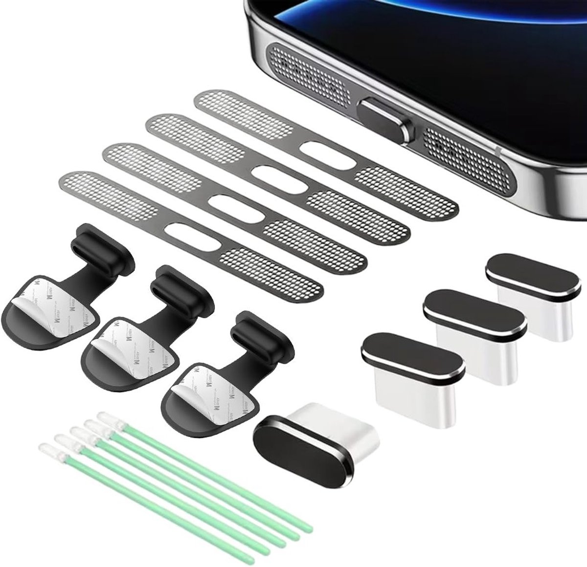 Anti-verlies USB C stofdoppen voor oplaadpoorten - Bescherming voor iPhone 15/16, iPad Pro en accessoires