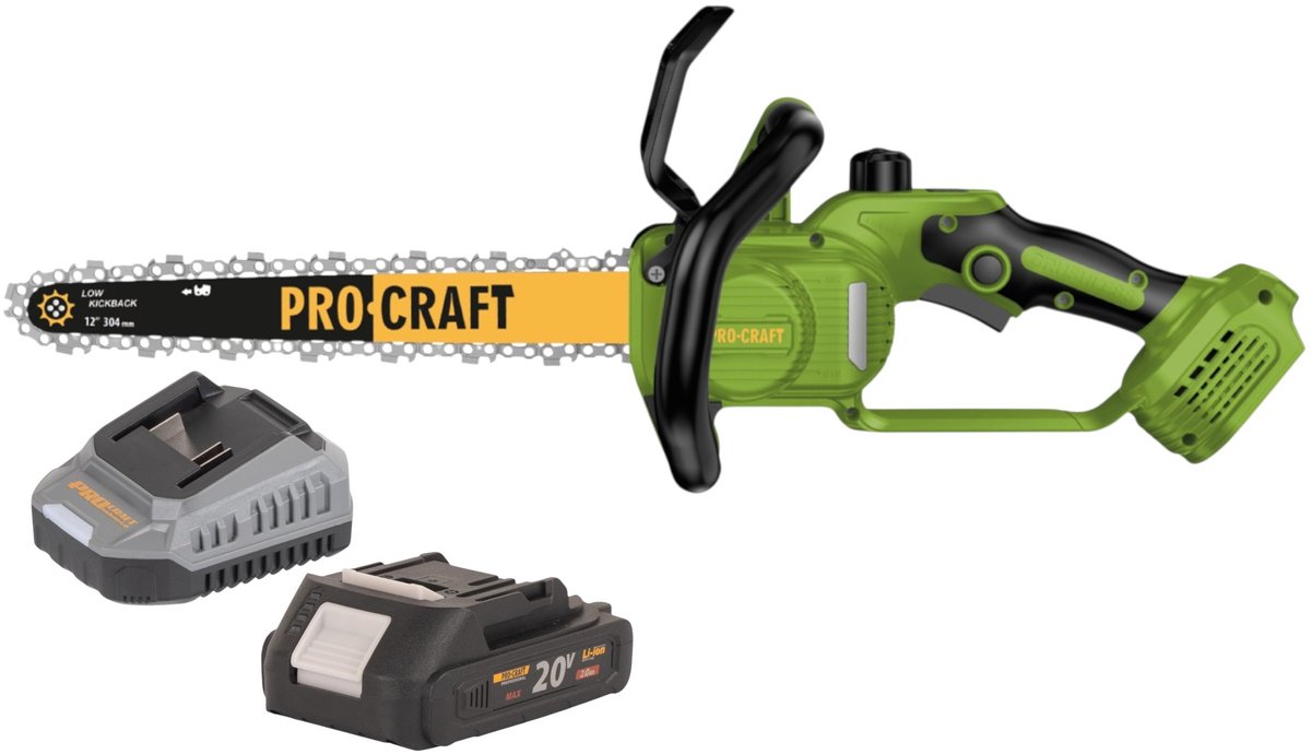 Procraft PKA33-BB accu-kettingzaag 20 V 304 mm borstelloos + 1x accu 2,0 Ah + oplader