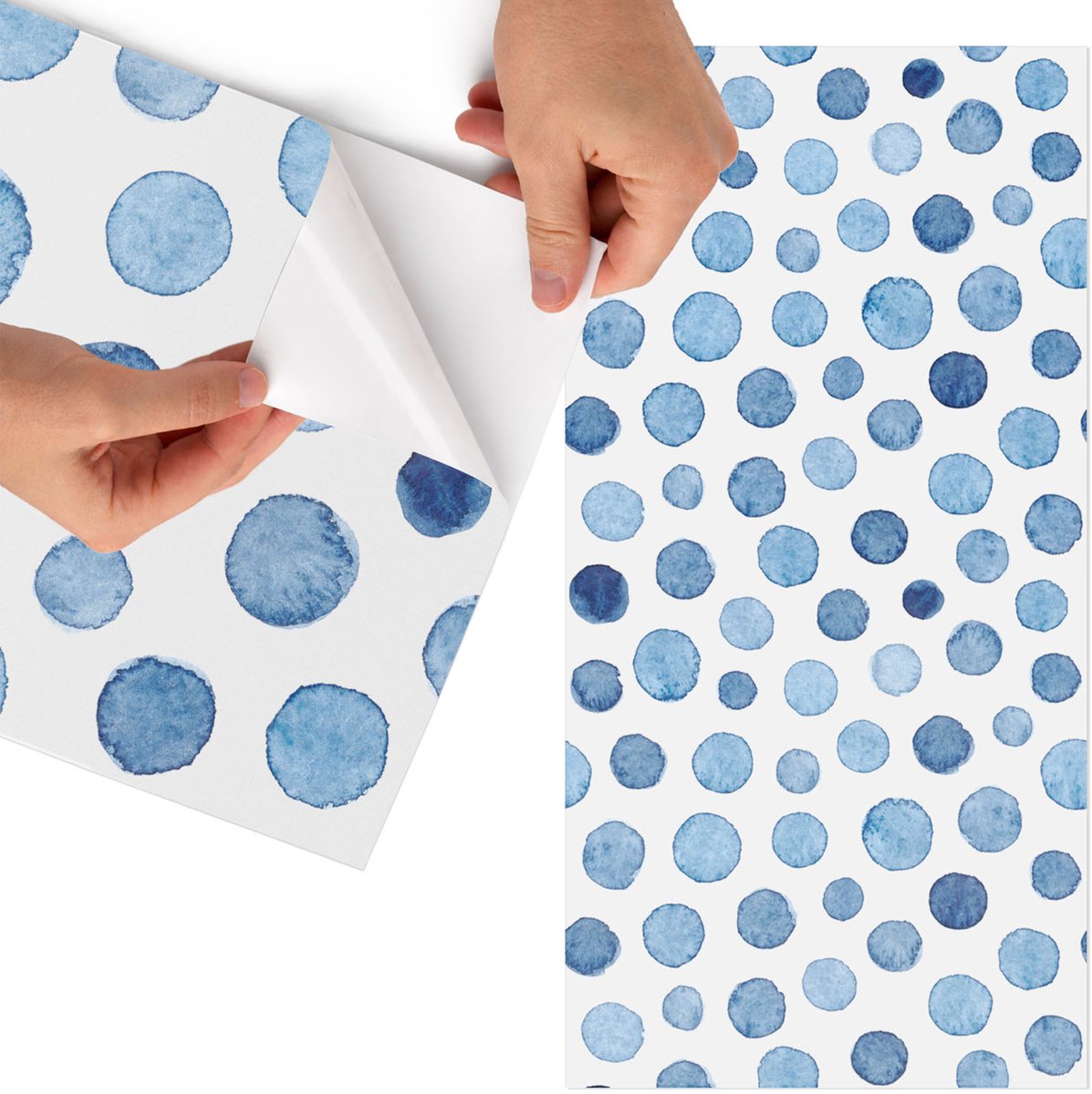 Tulup Meubelfolie - Blauwe stippen Wrapfolie Keuken - 50x100 cm - Blauw Meubelfolie - Meubel Wrap Folie - Waterverf Meubelfolie - Plakfolie Meubels - Keuken decoratie - Achtergronden en patronen
