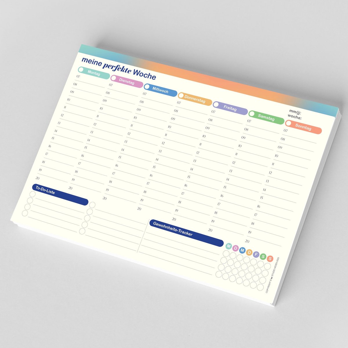 Allecto - Weekplanner A4 - Bureauonderlegger - 50 vellen - Ongedateerd - Takenlijst - Gewoonten bijhouden - Geschikt voor gezin en kantoor