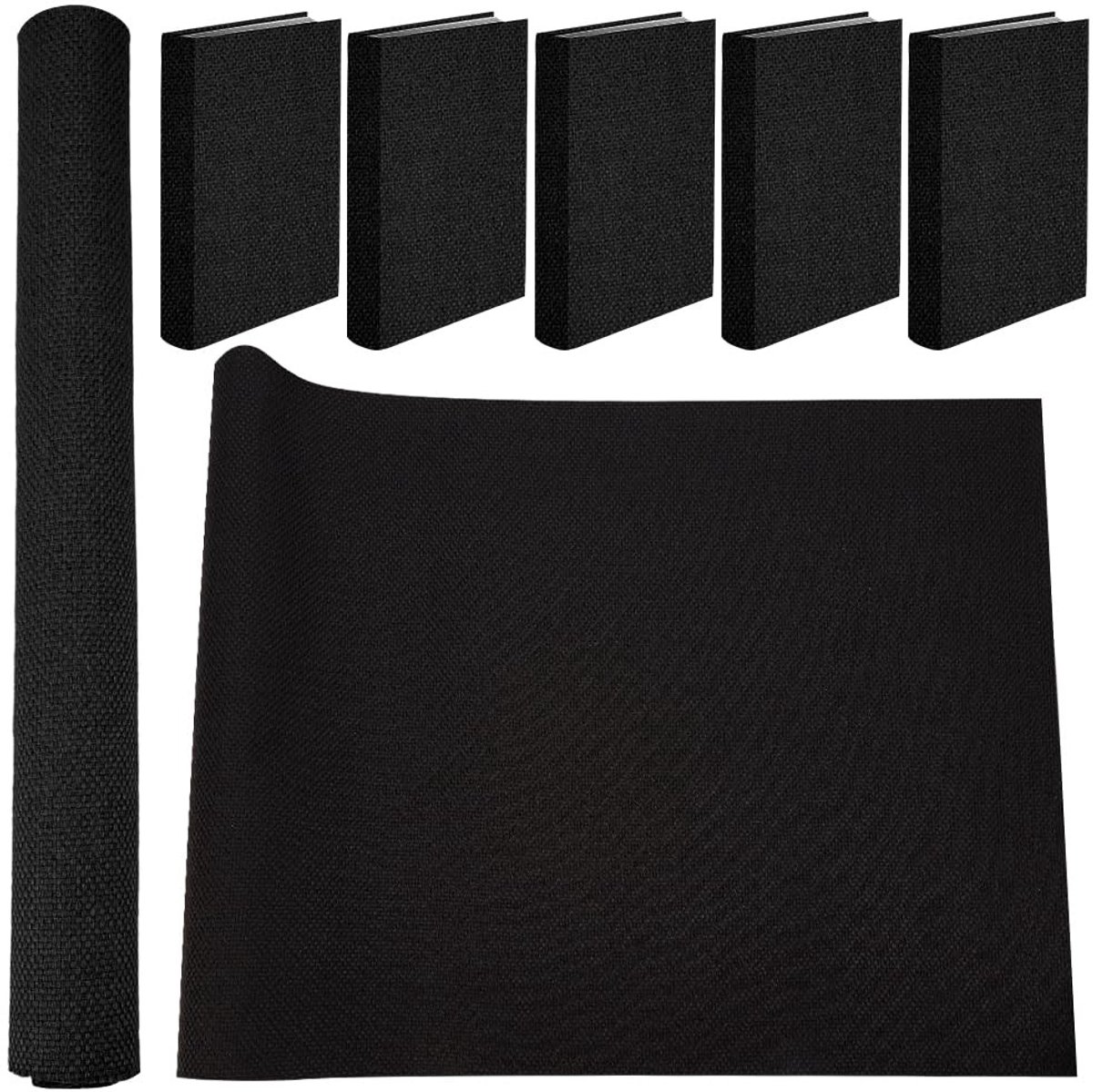 Allecto - Boekdoek - Boekbinding - Bescherm je boeken - Zwart - Linnen stof - Perfect voor DIY - 109,2 x 41,9 cm