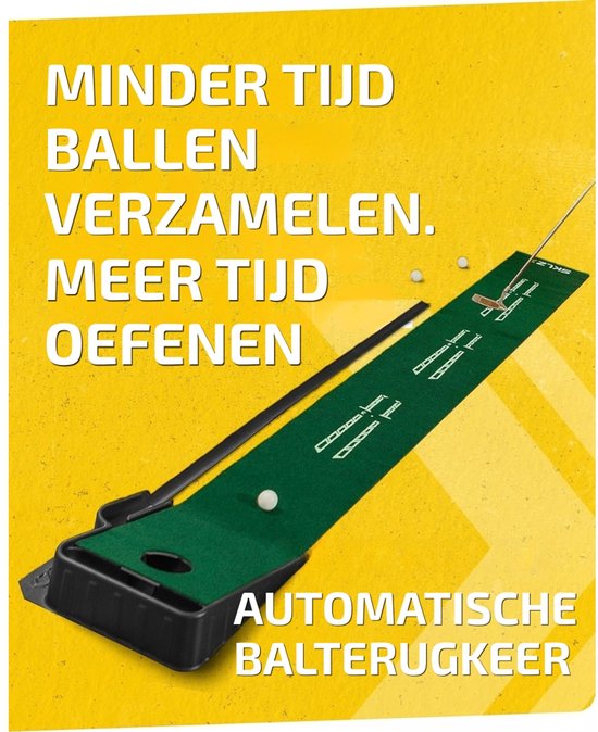 Putting Mat Realistische Golftraining Voor Thuis en Buiten - Golfmat Met Pitch en Put Oefenfunctie Voor Betere Precisie - Oefenmat Golfen Met Retourbaan en Tweekleurig Gras - Incl. 3 Ballen Voor Direct Trainen van Merkloos — afbeelding 5