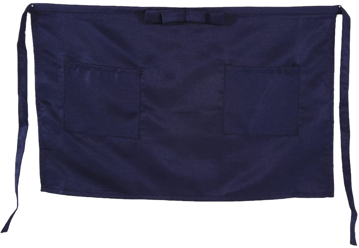 Allecto - Korte Keuken Schort - Met 2 Zakjes - Geschikt voor mannen en vrouwen - Comfortabel en duurzaam - Navy Blauw - Perfect voor koken en bakke...