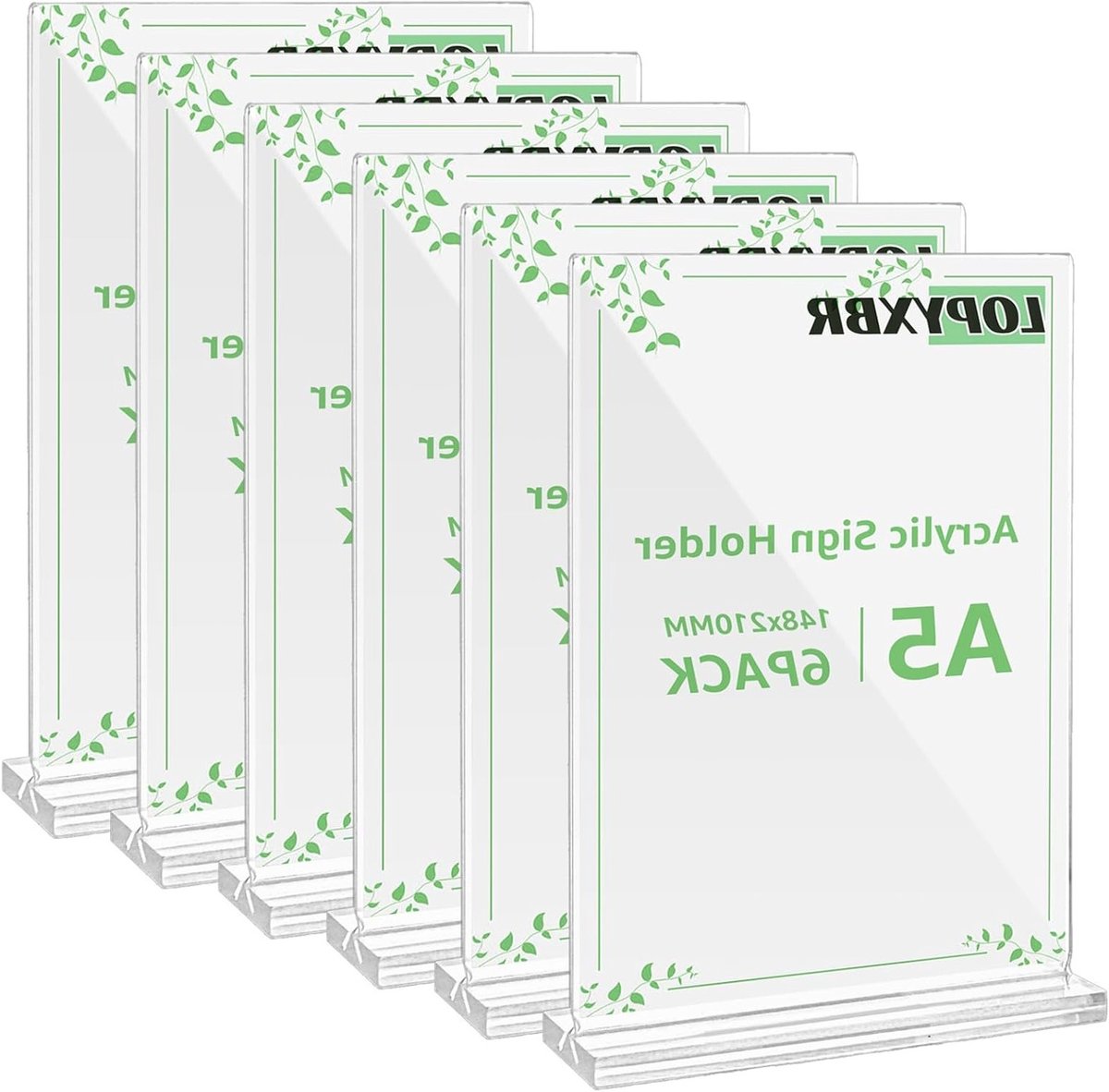 Set van 6 A5 Tafelkastjes van Acryl, Transparante Displayhouder voor Menu's, Restaurants en Bruiloften