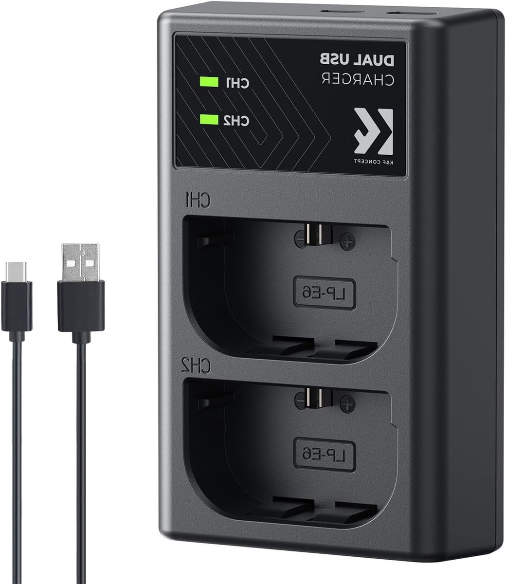 Dual Slot Camera Accu Oplader voor Canon EOS R5, R6, 5D Mark IV, Snelle Micro USB en Type-C Oplader met Hoge Capaciteit