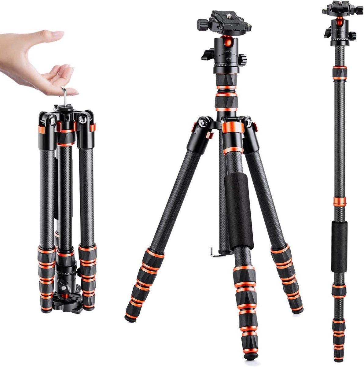 Lichtgewicht Carbon Reisstatief - Compact voor Fotografie - 1 stuk