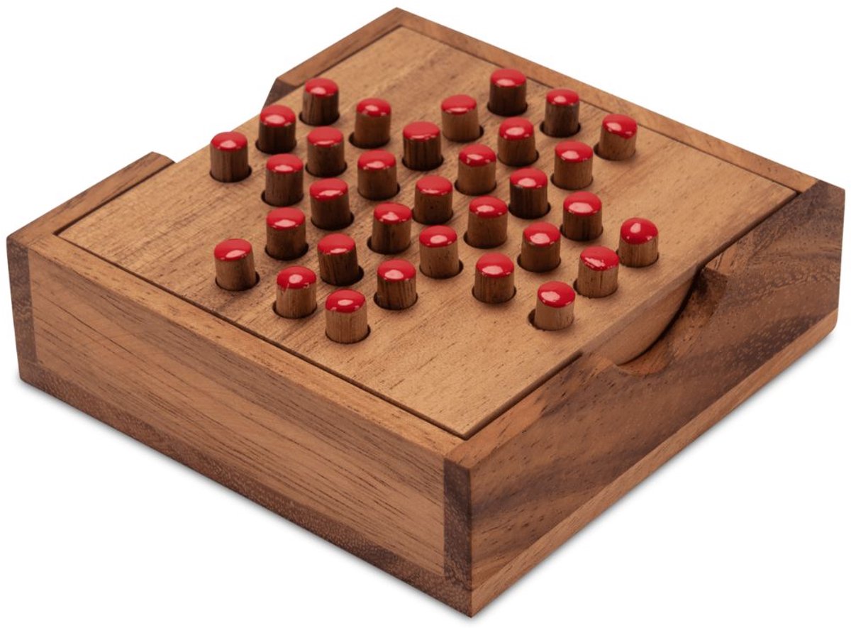 Solitaire – Handgemaakt Houten Bordspel voor 1 Speler | Klassiek Pegspel | Rustgevend Denkspel | Cadeau voor Volwassenen | Uit de Oude Doos