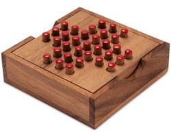 Solitaire – Handgemaakt Houten Bordspel voor 1 Speler | Klassiek Pegspel | Rustgevend Denkspel | Cadeau voor Volwassenen | Uit de Oude Doos