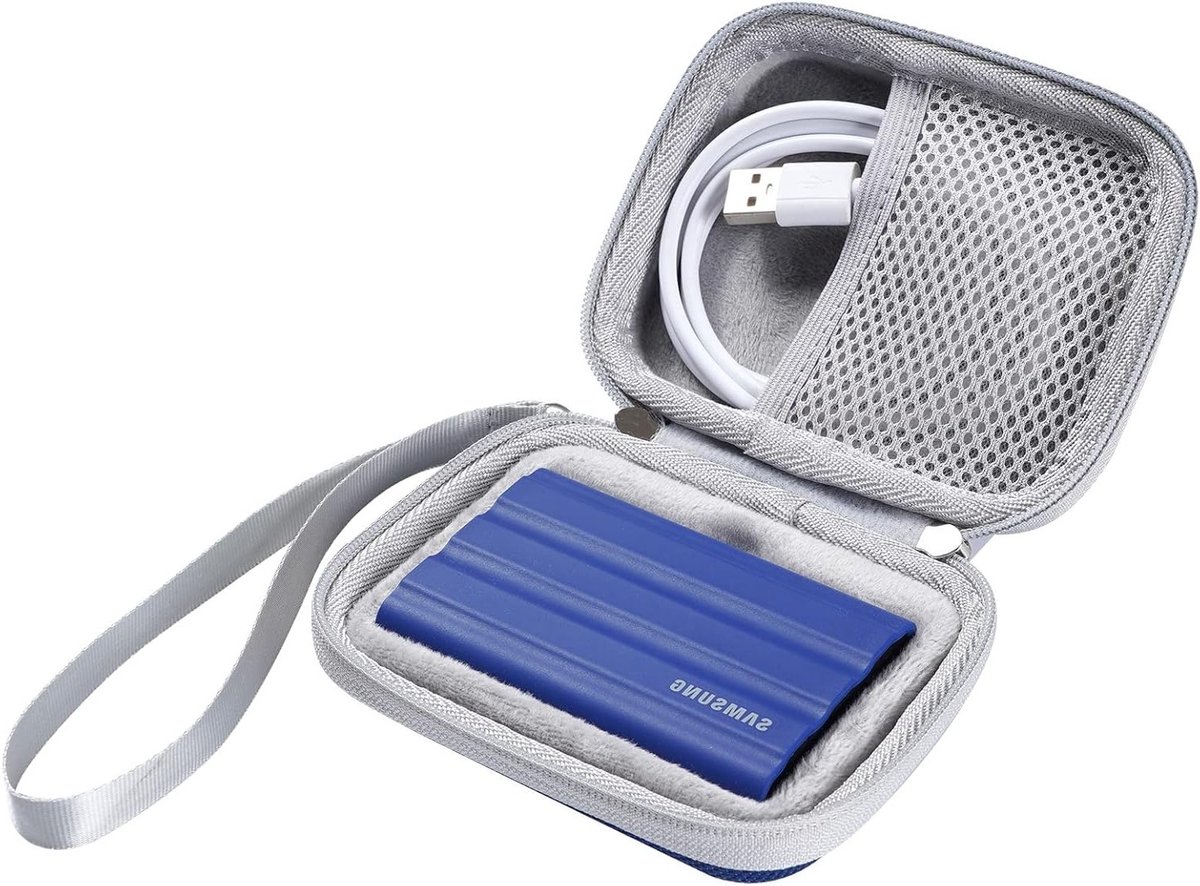 Draagbare harde schijf hoes voor T7 Shield, T9 en T7 Touch - Beschermende tas voor 1TB, 2TB en 500GB SSD (Blauw)