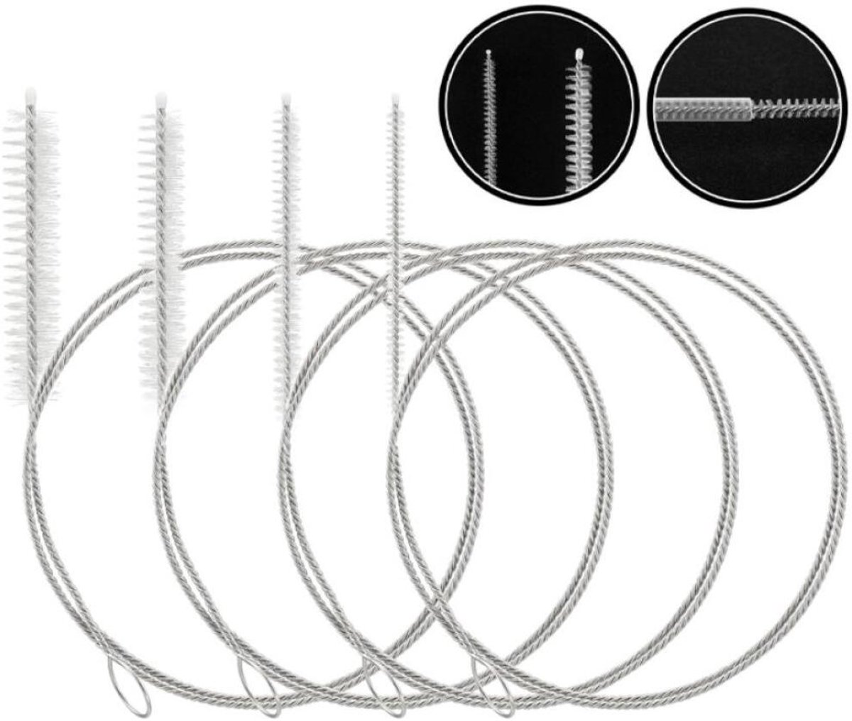 Set Van 4 Schoonmaakborstel Rietjes - 100cm - Smalle Borstelset - Extra Lange Reinigingsborstel voor Rietjesbuis, Pijp, Slang, Fles, Koelkast Afvoer - Dunne flessenborstel - Buisborstel - Melkslangborstel - Wit