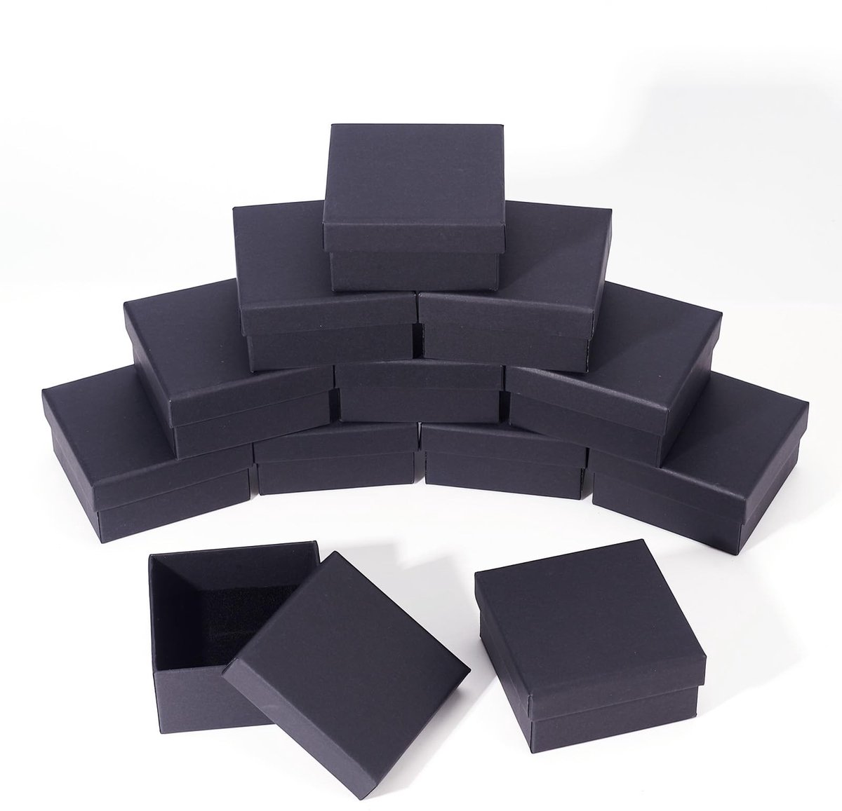 Allecto - Sieraden Geschenkdozen - Verpakking voor Juwelen - 12 Stuks - Zwart - Kartonnen Dozen - Geschikt voor Ringen, Kettingen en Oorbellen - 7x...
