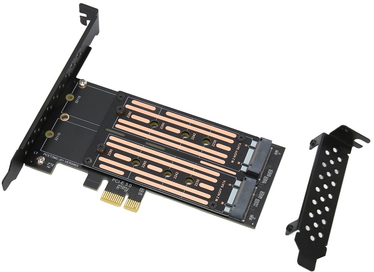 Allecto - M.2 NVMe naar Adapter - Dual M.2 uitbreidingskaart - Snelle dataverbinding - Compatibel met Windows 7/8/10/11 - Ideaal voor gam...
