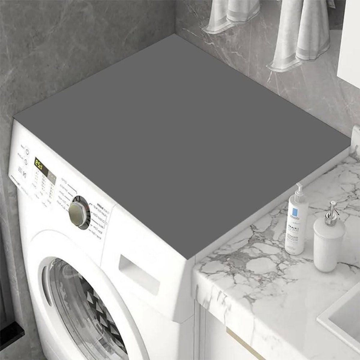 Wasmachine Droger Beschermhoes - Apparaatmat Anti-Vibratie - Apparaten Beschermen - Absorberend Sneldrogend - 60x80cm - Grijs