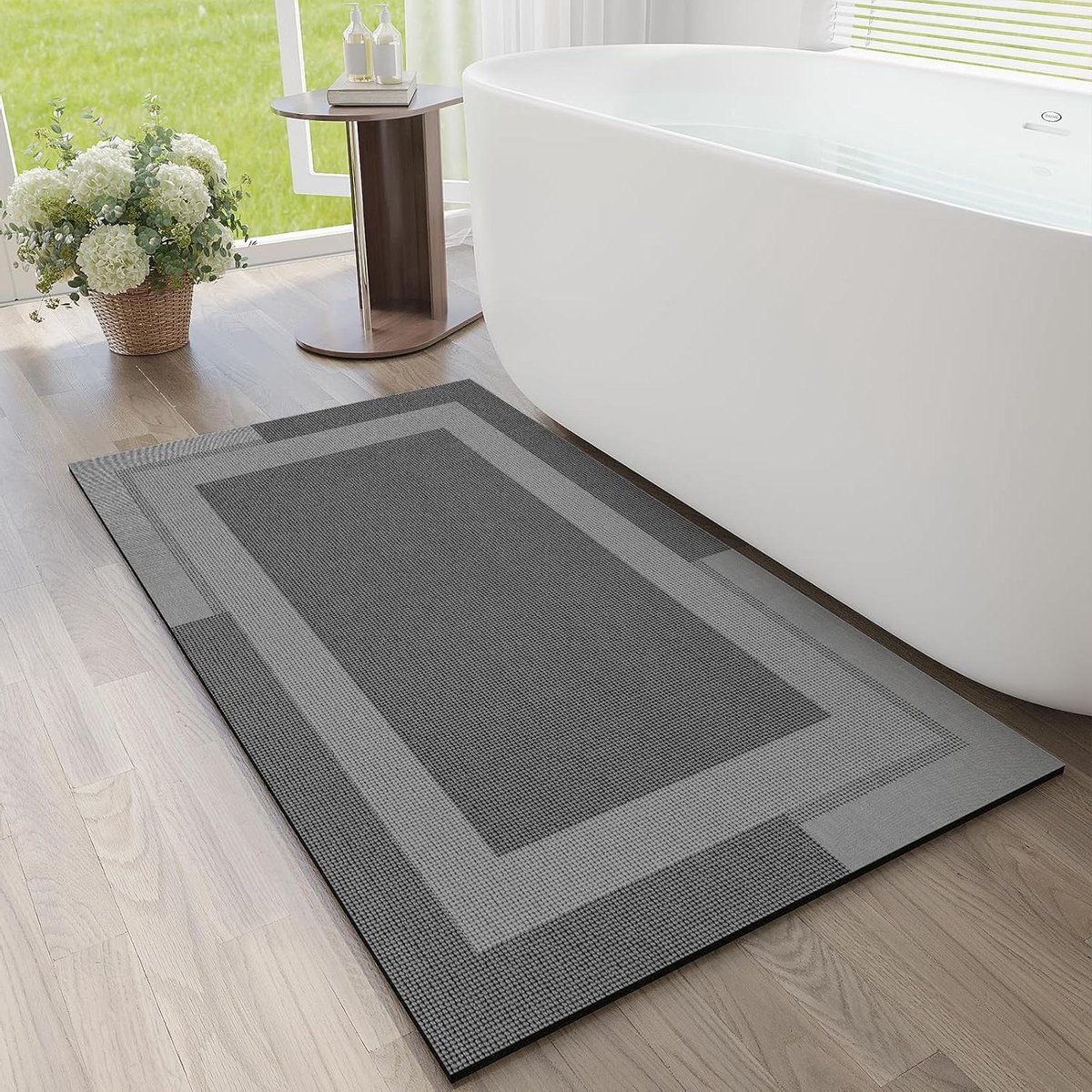 Badmat Sneldrogend - Badkamer Loper - Vocht Absorberen - Antislip Rubber - 60x120 cm - Donkergrijs
