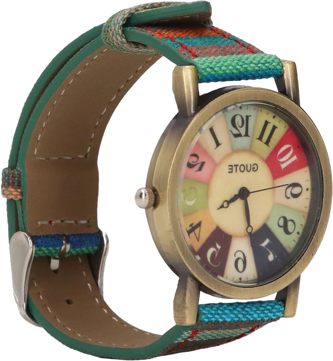 Stijlvolle Boho Horloge met PU Leren Band, Multicolor Design en Nauwkeurige Tijdsaanduiding voor Verjaardagscadeau