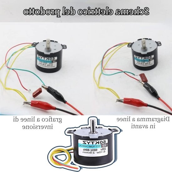 Kleine elektrische permanente magnetische synchrone motor 220V 10W met hoge koppel en metalen tandwielen voor draaiplateau en rotisserie (2.5/20RPM) — afbeelding 5
