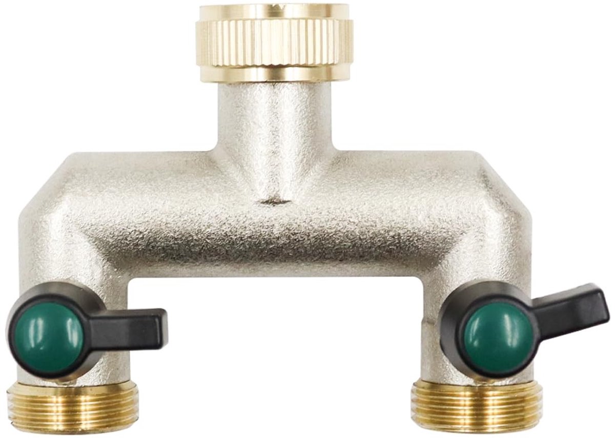 ONF3 - Tuinwaterverdeler - 2-weg kraanwaterverdeler - Afsluiten waterstroom - Messing - Tuinwateraansluiting - Ideaal voor garages en tuinen - F...