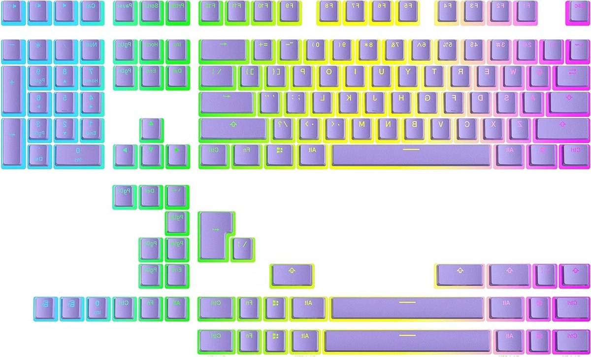 Pudding Toetsen - Keycaps Set - RGB Gaming - Double Shot PBT - 145 Toetsen - Lavendel