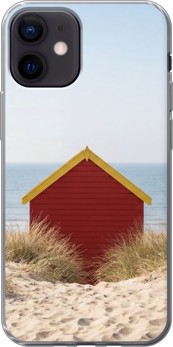Telefoonhoesje Geschikt voor iPhone 12 Pro hoesje - Strand - Huisjes - Kleurrijk - Duinen - Siliconen Telefoonhoesje Telefoonhoesje