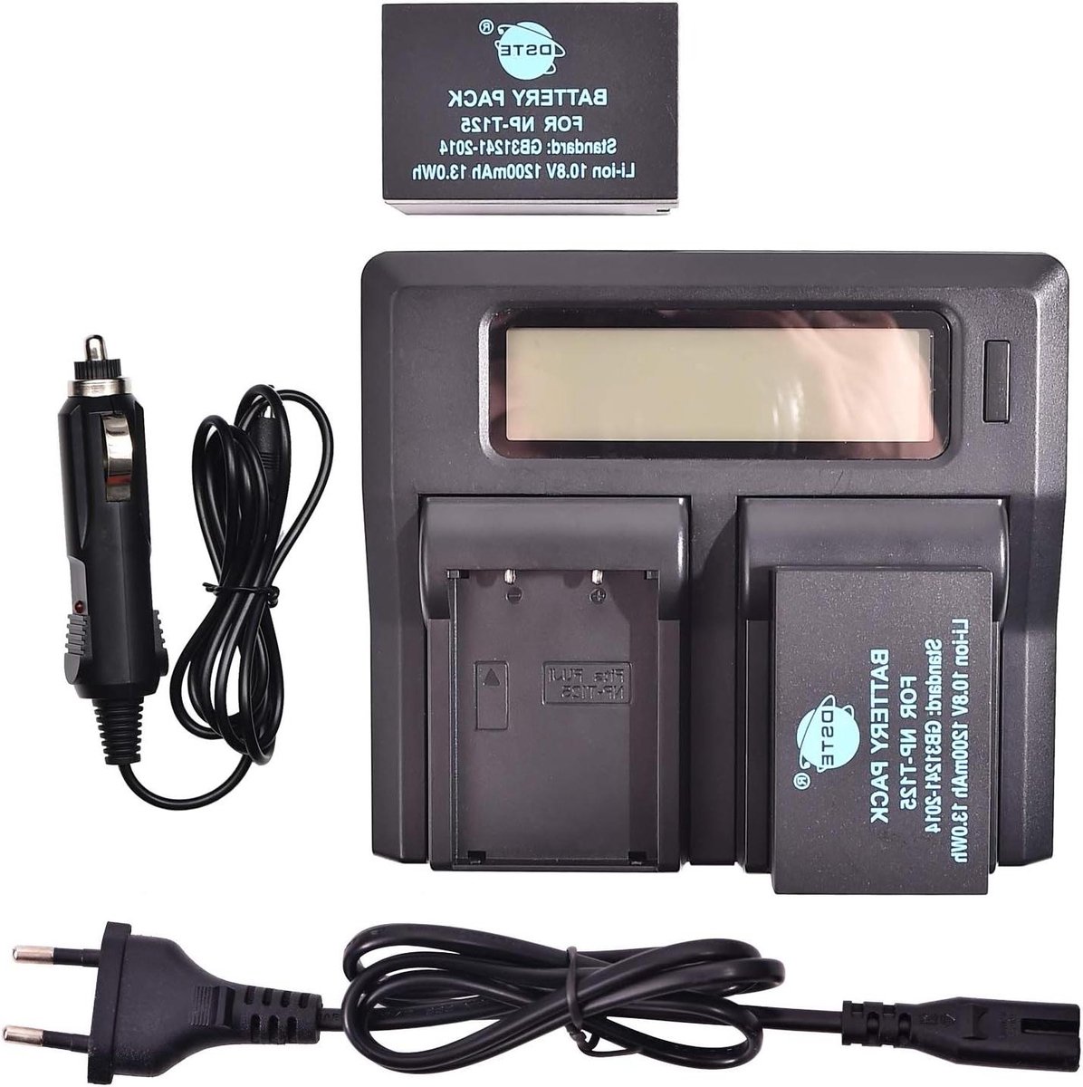 Oplaadbare Batterijen - Accu Set - Camera Opladen - Dubbele LCD Lader - 1200 mAh - Zwart