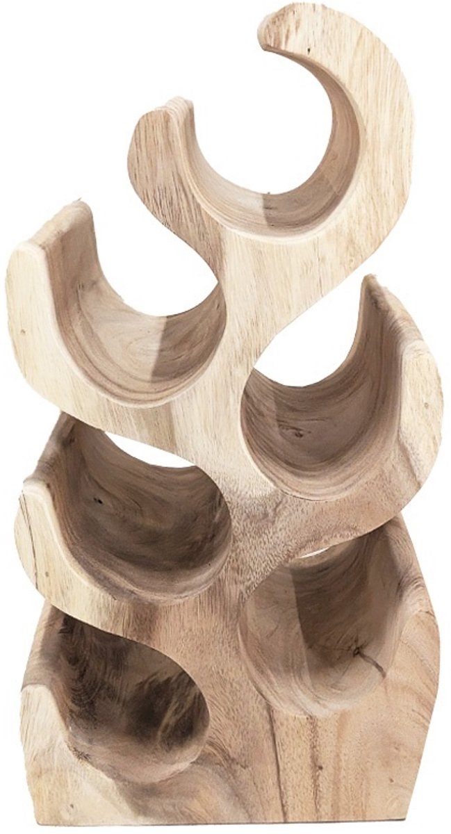 Wijnrek van Hout - Teakhout Zwart - Staand Wijnrek Teak - 6 Flessen - 25 x 19 x 50 cm hoog