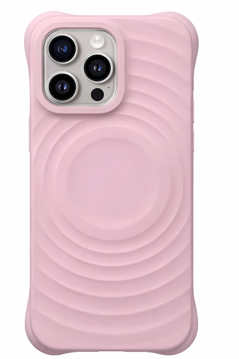 Seltrix® - Ripple telefoonhoesje - iPhone 15 Pro Max - Hoogwaardige kwaliteit - Geschikt voor MagSafe - Wavy phone case - iPhone hoesje shockproof - Roze