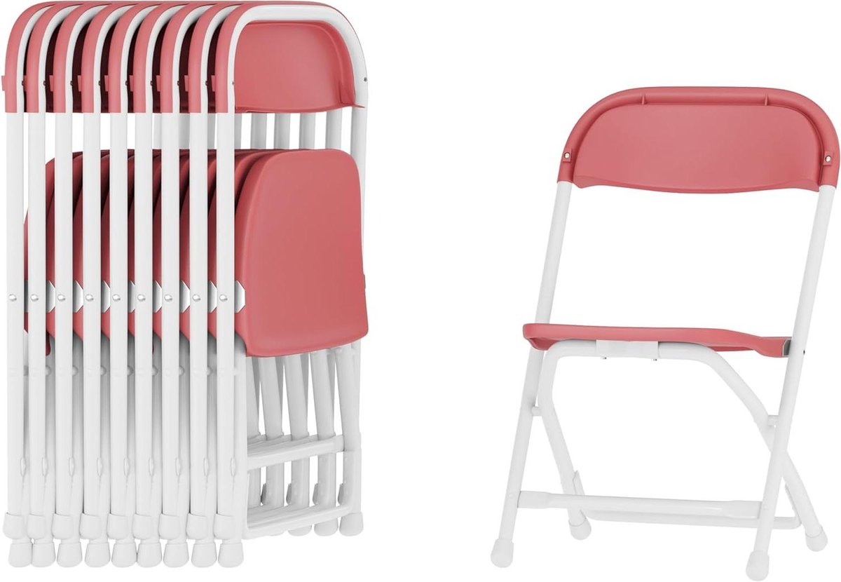Kinder Klapstoelen - Plastic stoeltjes - Extra zitplaatsen creëren - Lichtgewicht ontwerp - Set van 10 - Bordeauxrood