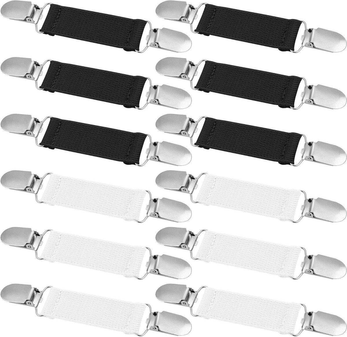Jurk Clips - Kleding Clips - Kleding Vastzetten - Roestvrij Staal - 12 Stuks - Zwart Wit